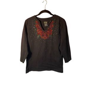 Cartel women’s vintage Christmas studied rhinestone top size medium